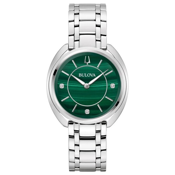 Does not apply Accessories - Bulova Classic Diamond Malachite Stainless Steel Quartz Ladies Watch 96P256 NWT